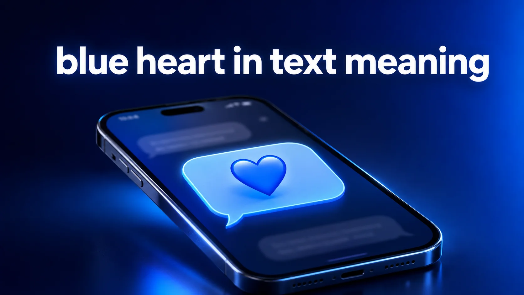 Person reading a smartphone message containing a blue heart emoji while wondering what blue hearts mean in text.