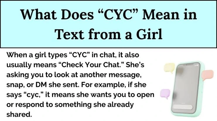 CYC mean in text with different friendship, dating and casual chat contexts