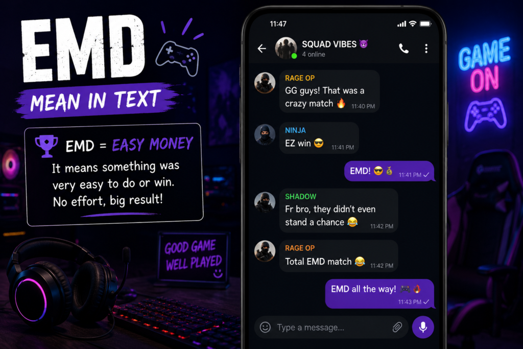 EMD Mean in Text used by friends in a gaming conversation after a playful win