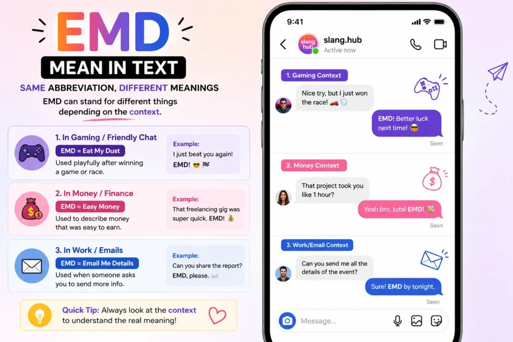 EMD Mean in Text on Instagram showing how context changes the meaning of EMD