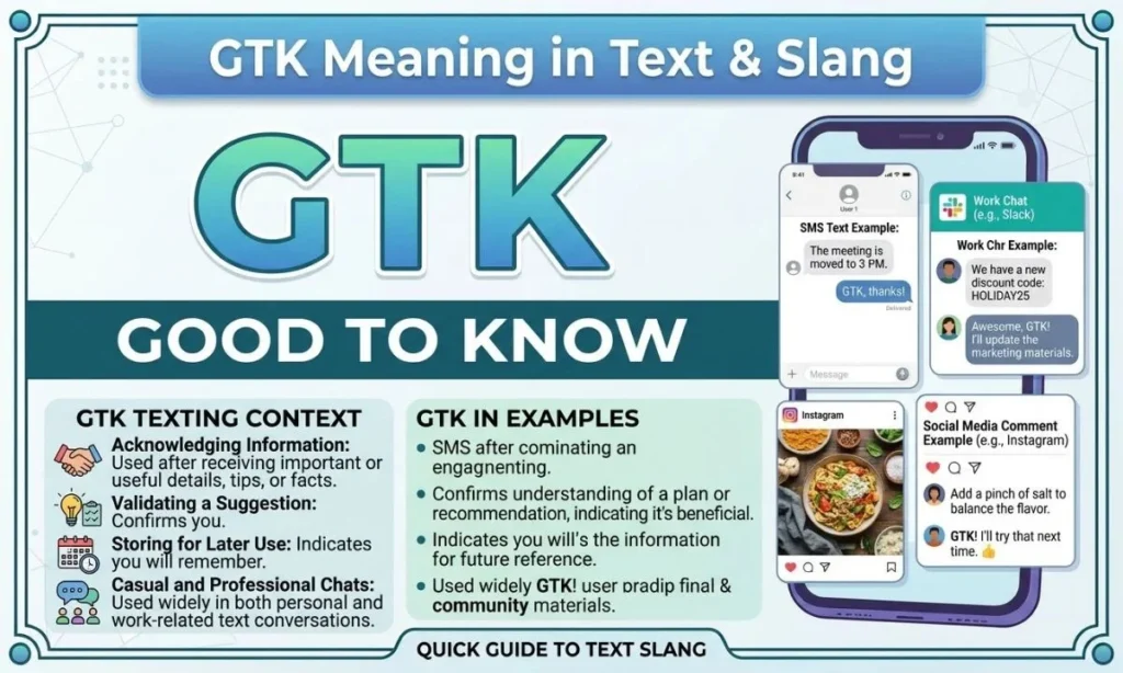 GTK mean in text explained with a good to know texting example