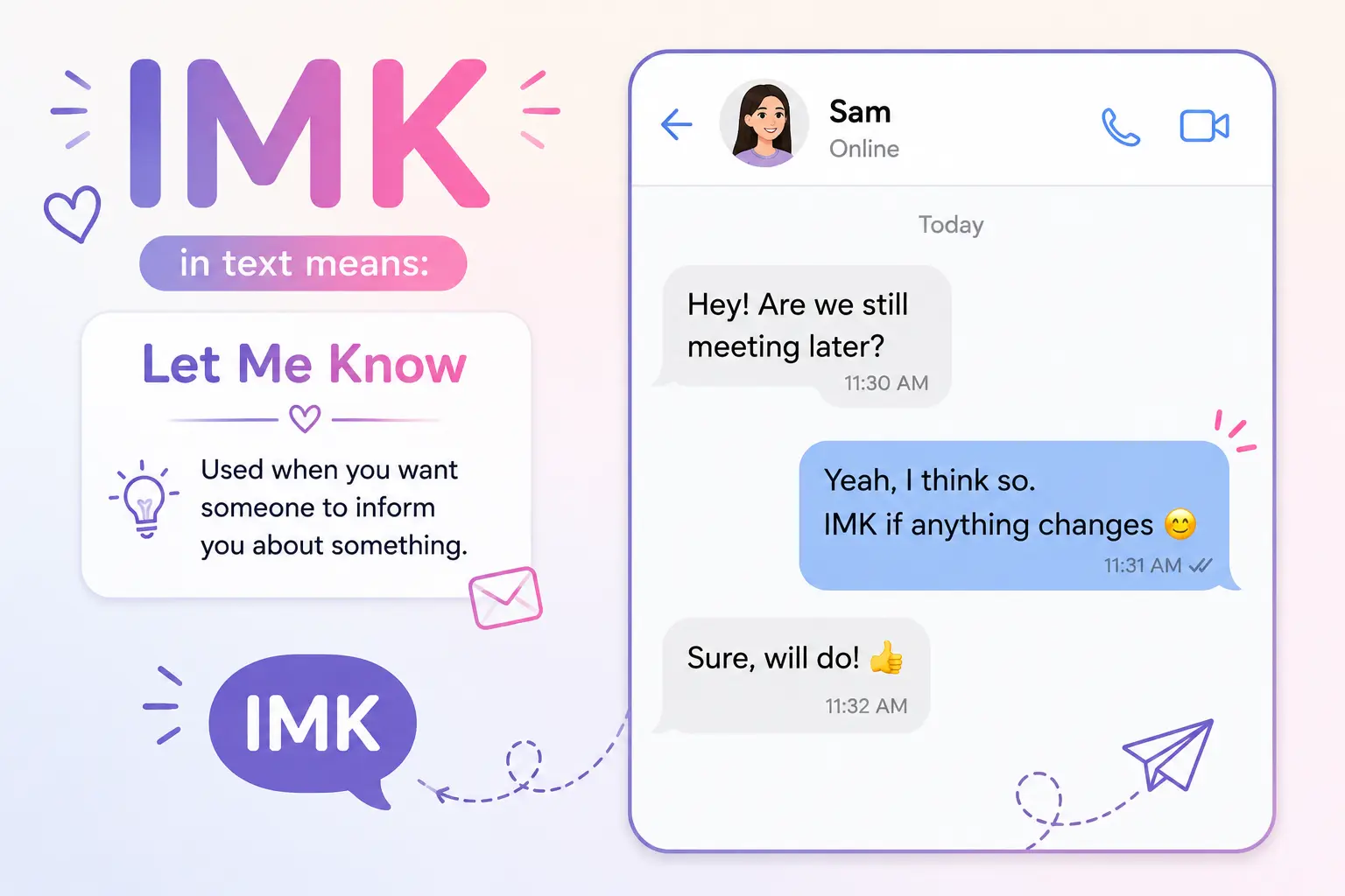 IMK mean in text with a simple texting conversation example