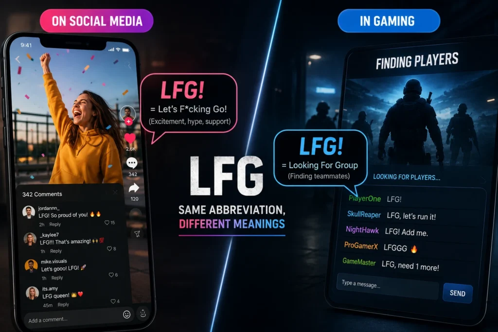 LFG meaning comparison between TikTok and gaming