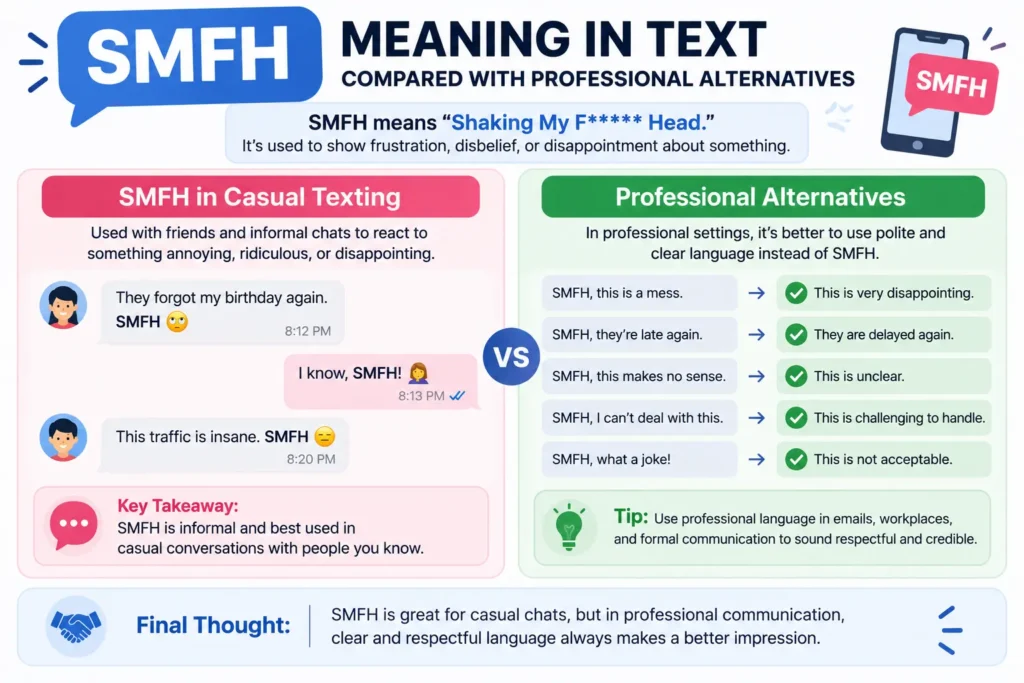 SMFH meaning in text compared with professional alternatives