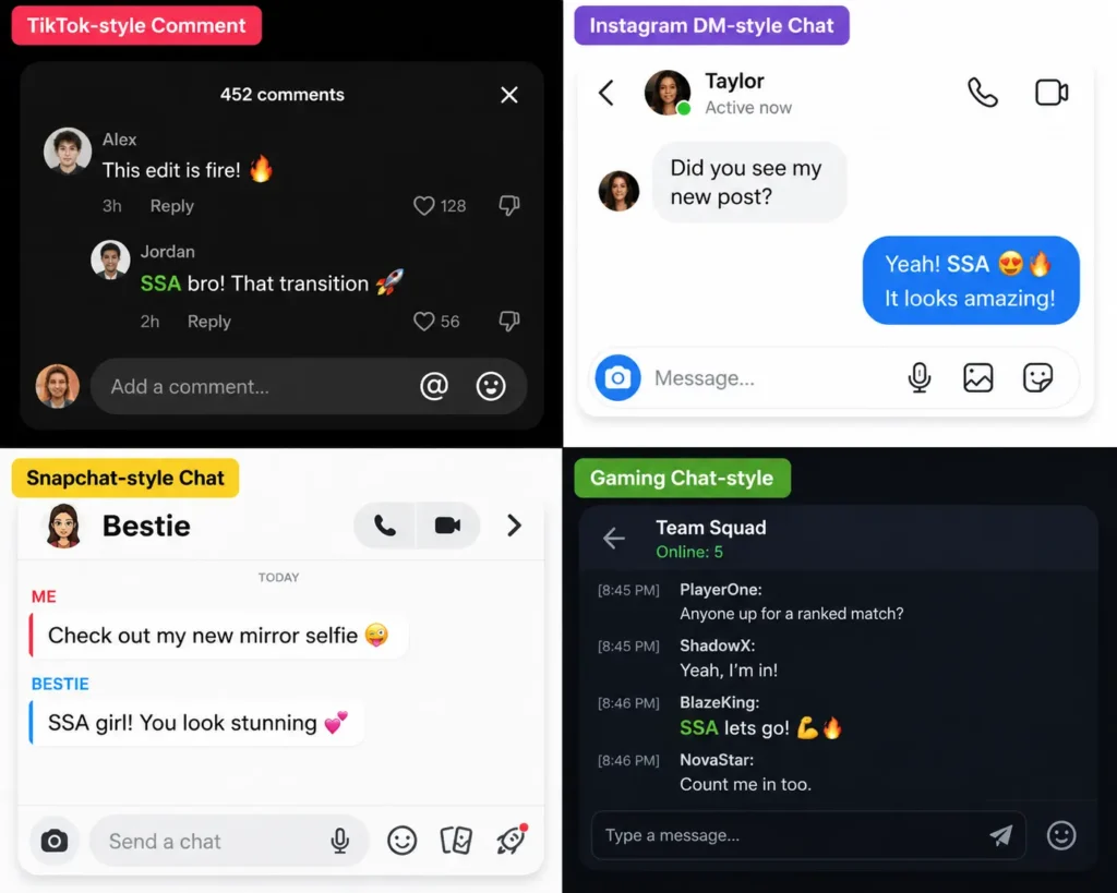 SSA mean in text on TikTok, Instagram, Snapchat and gaming chats