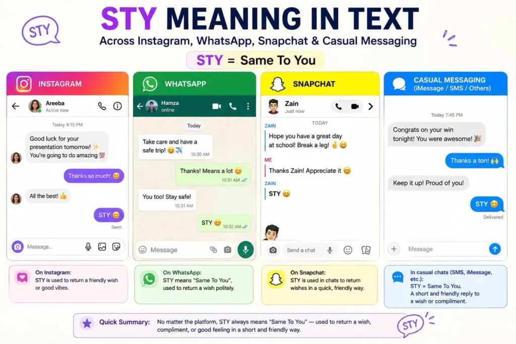 STY meaning in text across Instagram, WhatsApp, Snapchat, and casual messaging conversations