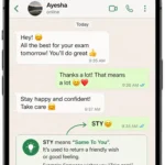 STY mean in text shown in a smartphone conversation where one person replies “STY” to return a friendly wish
