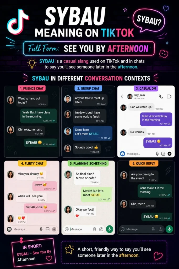 SYBAU Meaning on TikTok in different conversation contexts