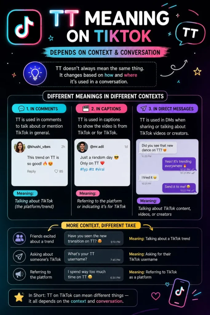 TT Meaning on TikTok depends on context and conversation