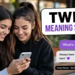 Twin meaning slang shown in a friendly smartphone conversation between two people who share the same personality and vibe