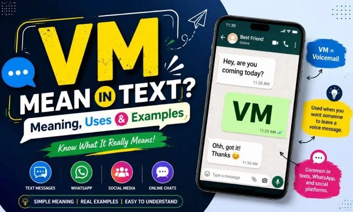 Different VM meanings in text, phone, social media, and technology