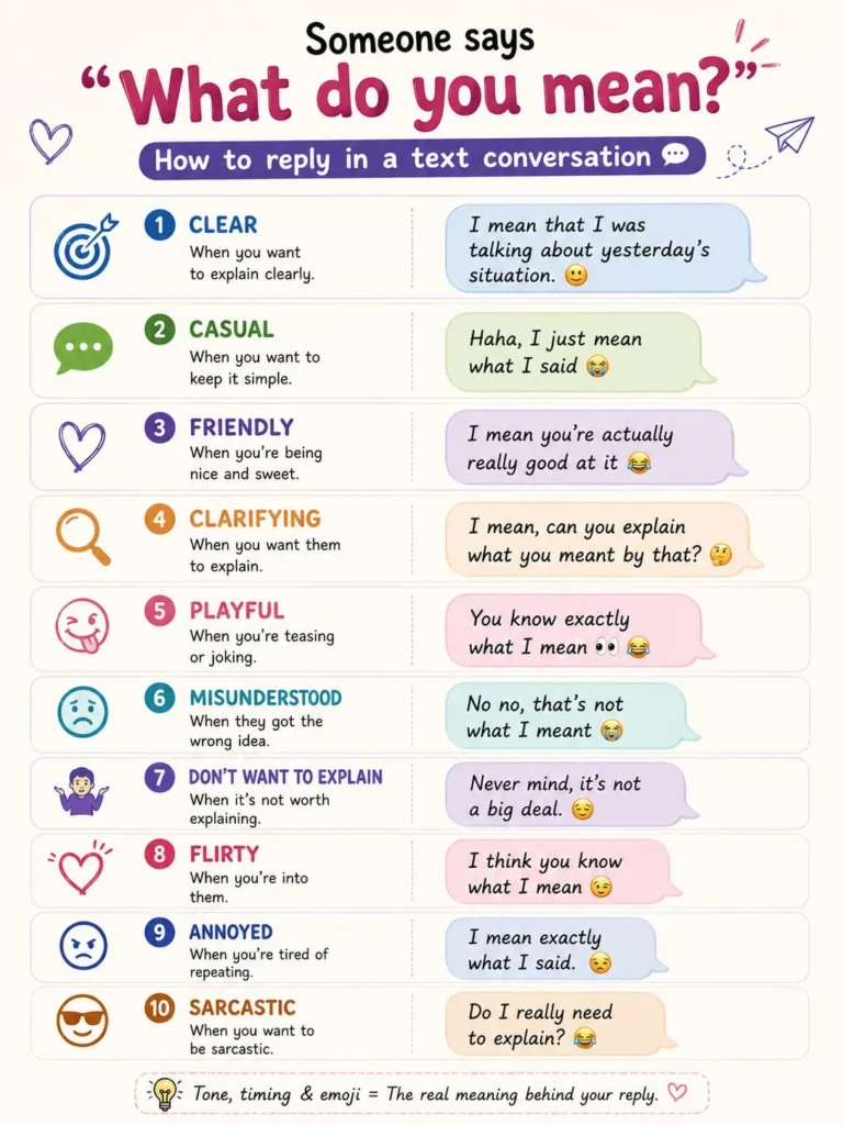 How to reply to WDYM mean in text conversation