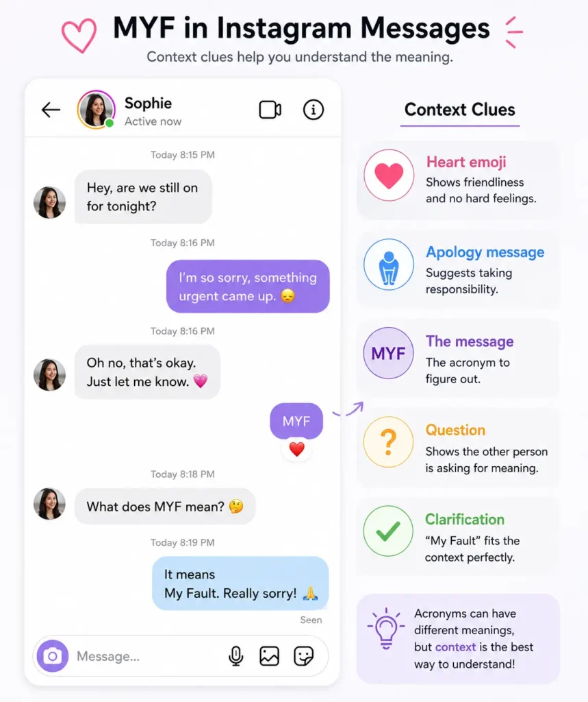 MYF meaning in Instagram messages and social media chats