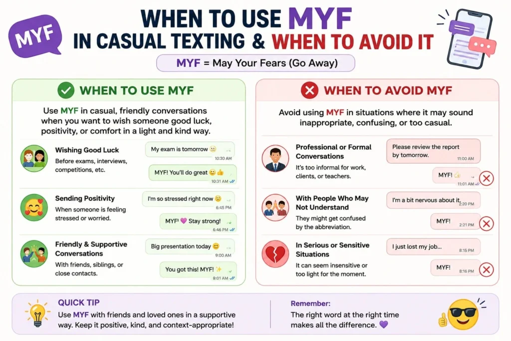 When to use MYF in casual texting and when to avoid it