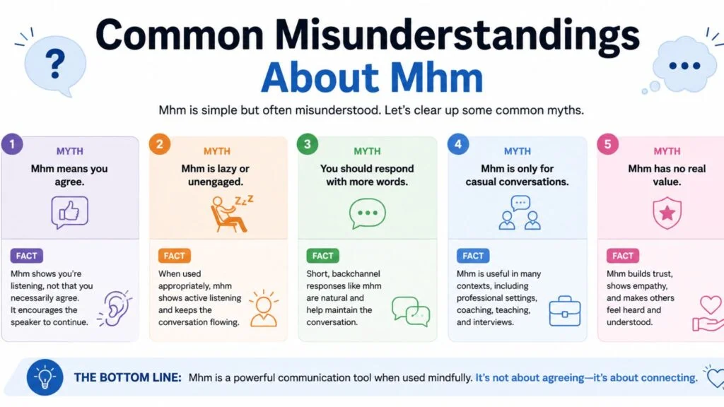What MHM mean in text with friendly, neutral, positive, and uninterested tones