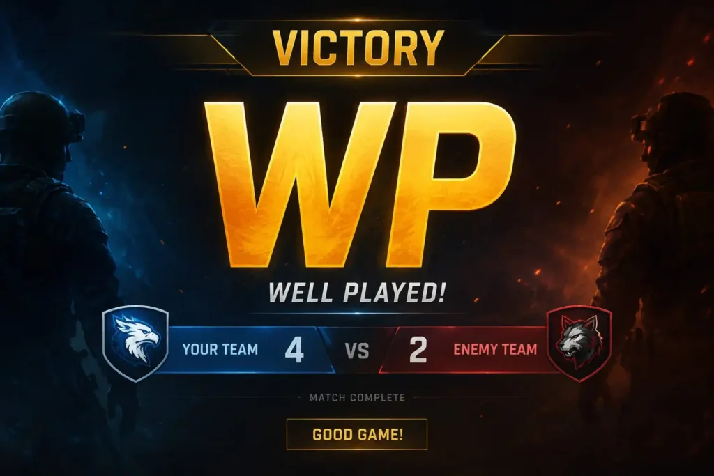 WP meaning in gaming chat shown after a player wins a competitive online match