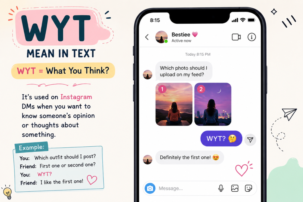 WYT Mean in Text used in an Instagram DM to ask for someone's opinion