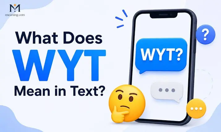 WYT Mean in Text shown in a smartphone conversation asking what someone is thinking