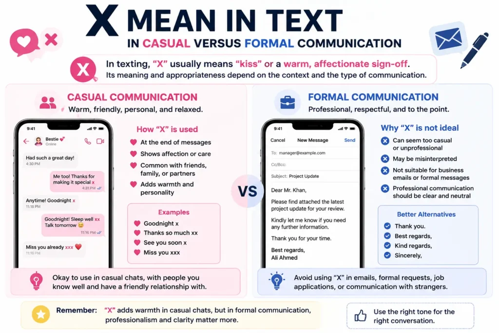 X Mean In Text in casual versus formal communication