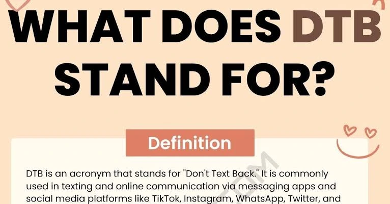 DTB Mean In Text showing different meanings in texting and social media