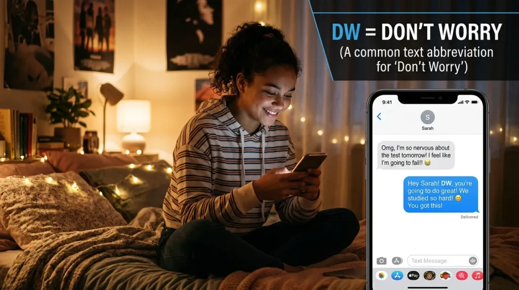 DW Meaning In Text used naturally in modern social media messaging