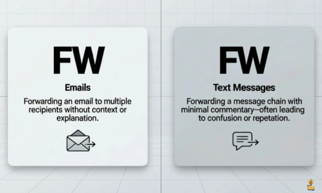 FW meaning in text versus FW meaning in email