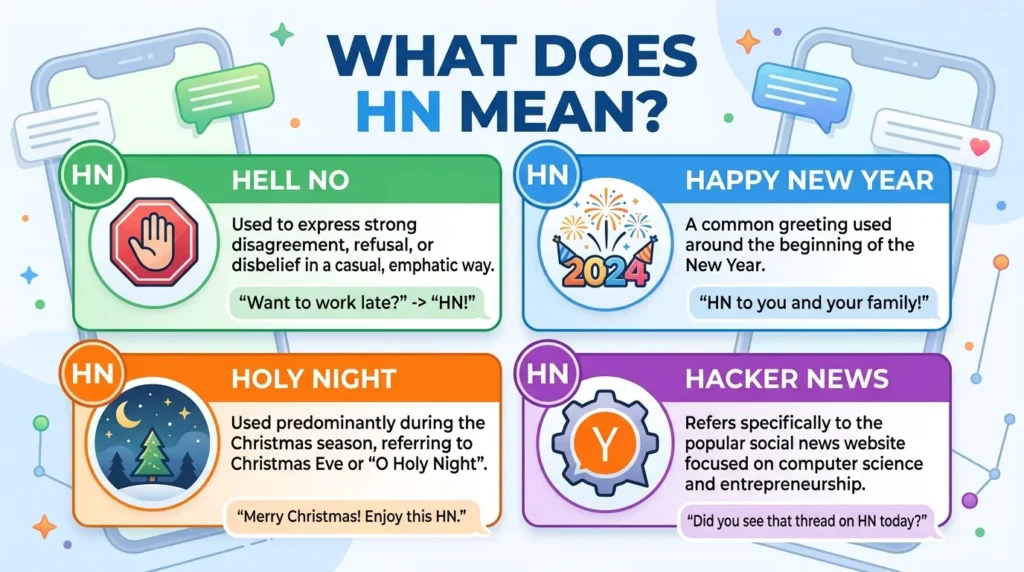 HN meaning comparison showing different texting and internet uses