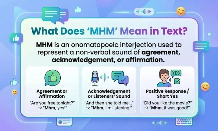 Mhm Meaning In Text shown in a casual smartphone conversation