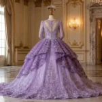 Purple dress Instagram portrait with an elegant lavender aesthetic