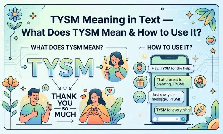 Tysm mean in text showing genuine gratitude versus sarcastic usage