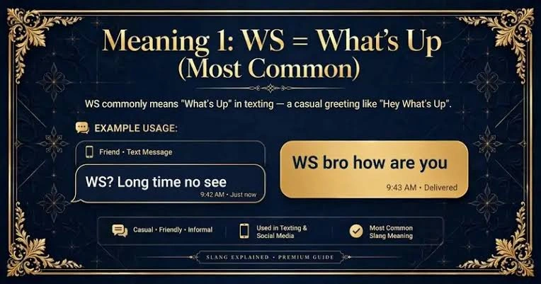WS mean in text showing natural ways to use WS in casual conversations